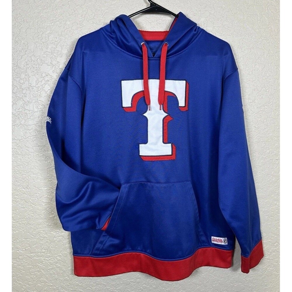 Stitches Athletic Fan Gear Texas Rangers Baseball Hoodie Sweatshirt Sz S Small
